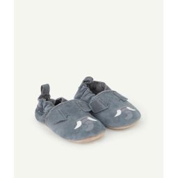 Chaussons bleus en cuir motifs éléphant bébé garçon –  – Soldes