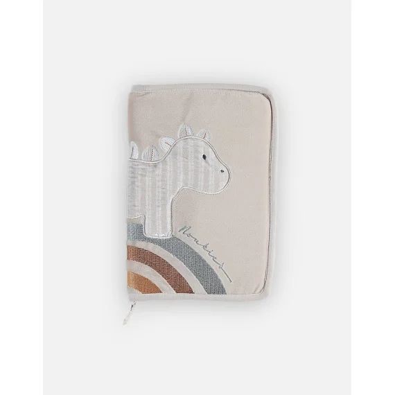 Protège Carnet De Santé Dino En Veloudoux Beige