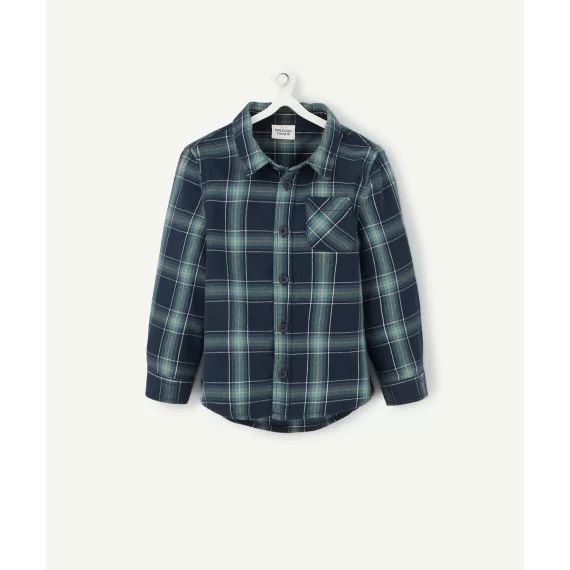 Chemise en coton bébé garçon verte à carreaux –  – Soldes