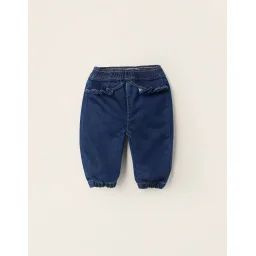 Pantalon En Denim Avec Volants À La Taille Bleu