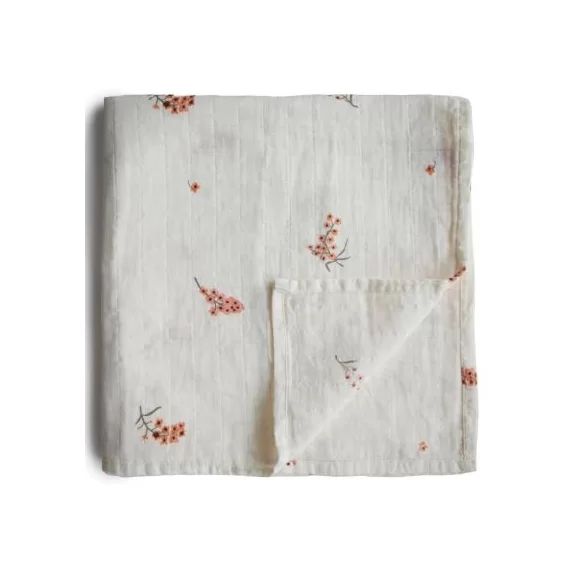 Maxi lange en coton bio Flowers (120 x 120 cm)