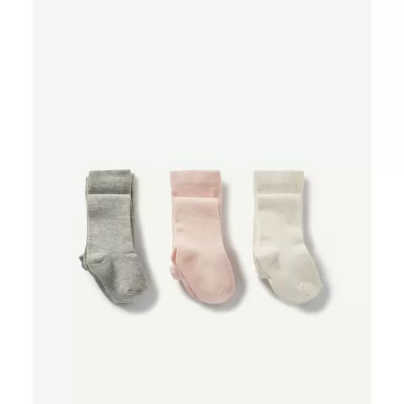 Les 3 paires de collants écru, rose et gris –  – Soldes