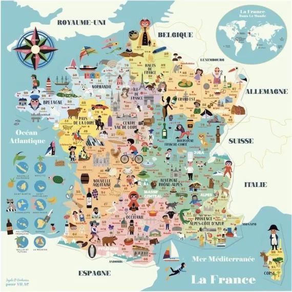 VILAC – Carte de France magnétique Ingela P.A jaune