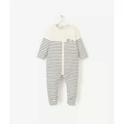 Dors bien en coton biologique rayé écru et bleu –  – Soldes