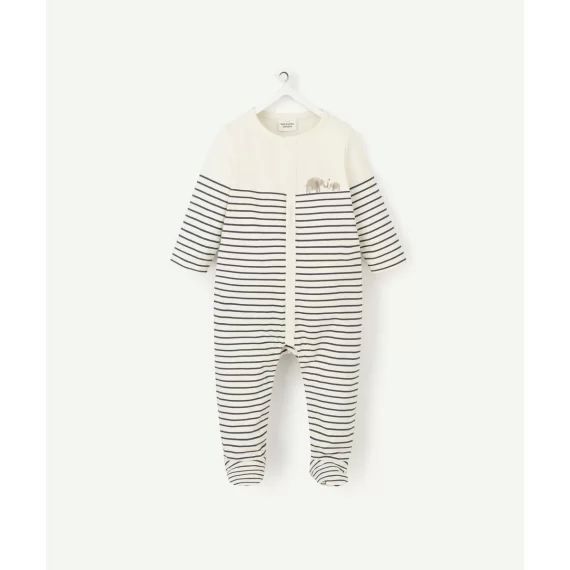 Dors bien en coton biologique rayé écru et bleu –  – Soldes