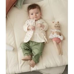 Pantalon en denim vert élastiquée bébé fille –  – Soldes