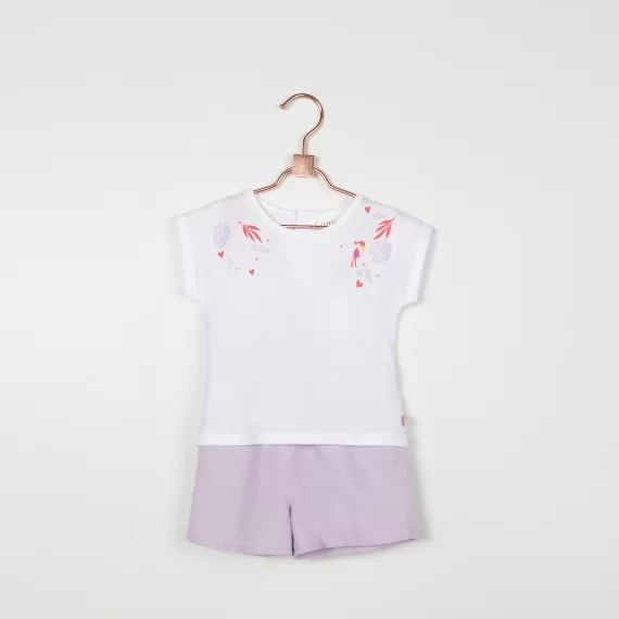 T-shirt imprimé épaules Fille Blanc