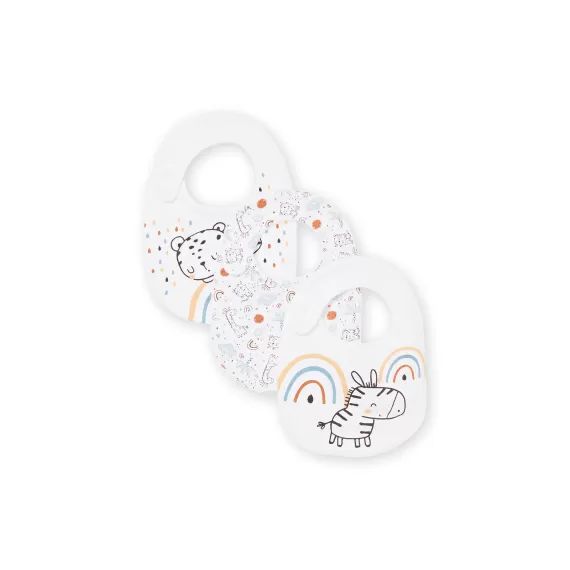 3 Bavoirs À Imprimé Et Moifs Fantaisie – Blanc