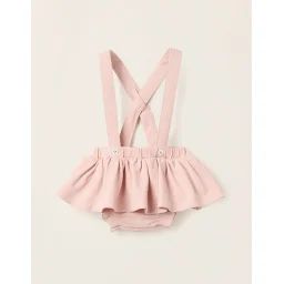 Jupe À Bretelles En Piqué Rose Clair