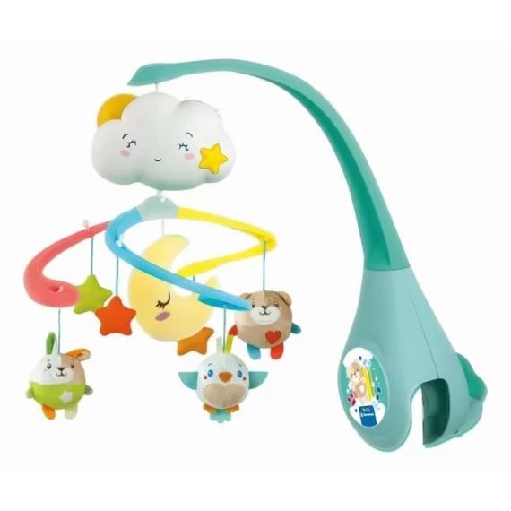Clementoni – Mobile – Sweet Dream Cot – Musique, rotation et peluches douces blanc