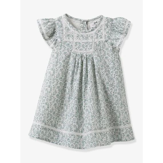 Robe imprimée herbier bébé CYRILLUS écru