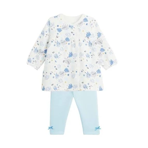 Ensemble Robe Et Legging En Molleton Bébé Fille Luna Bleu