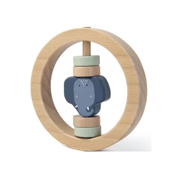 Hochet rond en bois Mrs. Elephant
