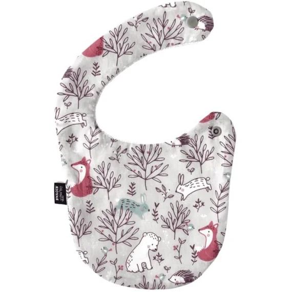 Bavoir Nourrisson En Coton – Animaux De La Forêt, 0 À 12 Mois, Doublé Éponge, Fermeture Pression, Lavable À 40°. Beige