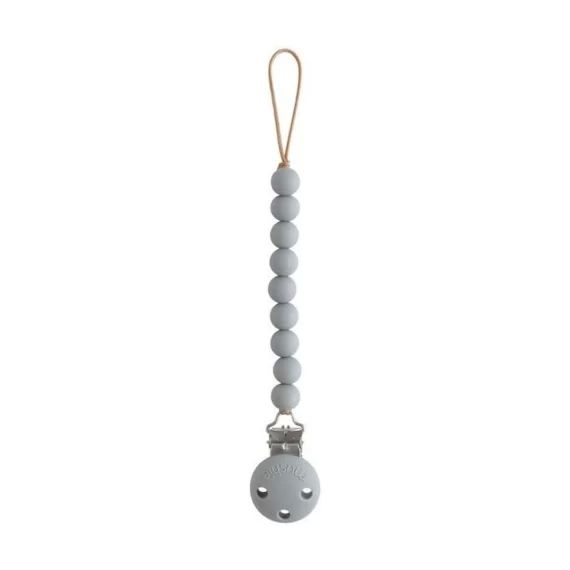 Attache Sucette Perles Silicone – Avec Clip – Porte Tétine Bébé – Mushie Gris
