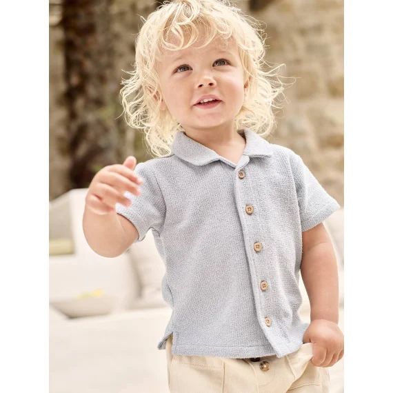 Chemise manches courtes bébé bleu grisé