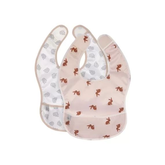 Lot de 2 bavoirs à poche Little Forest Lapin