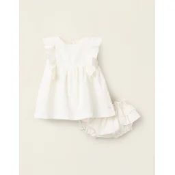 Robe + Bloomer Avec Volants/broderies Beige Clair