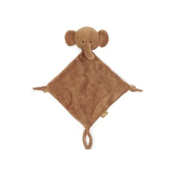 Doudou attache sucette éléphant caramel