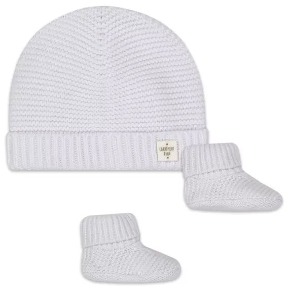 Ensemble bonnet et chaussons Garçon Blanc