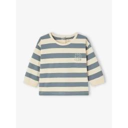 Tee-shirt à rayures bébé en coton bio bleu grisé