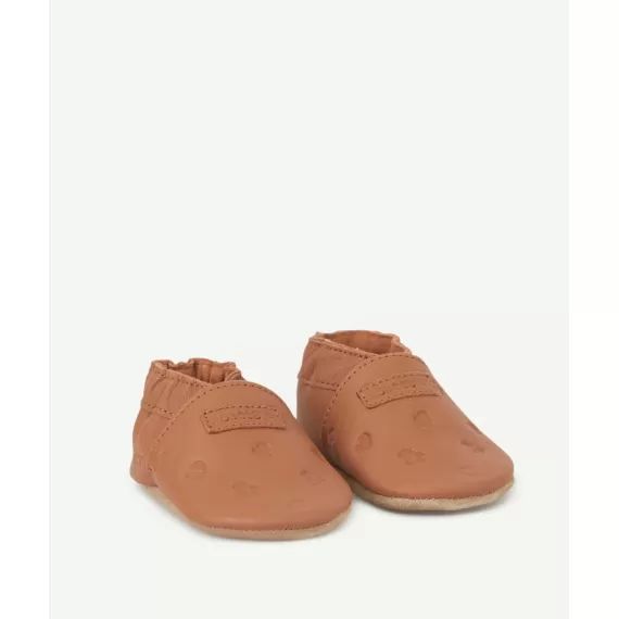 Chaussons en cuir marron bébé –  – Soldes