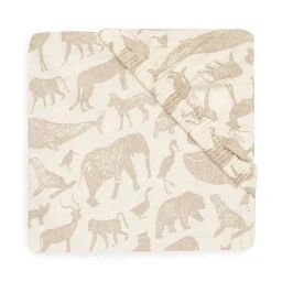 Drap-housse – Jollein – Animaux – 100% Coton – Beige – 60×120 Cm – Lit Bébé Beige