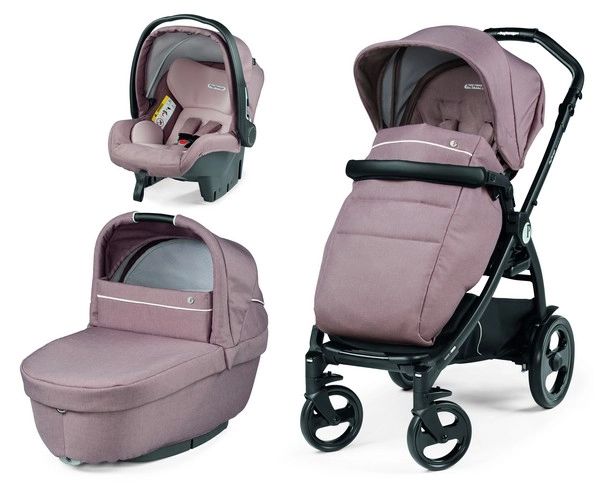 Poussette Peg Perego Book Smart + Nacelle + Coque Auto Primo Viaggio SL – Rosette