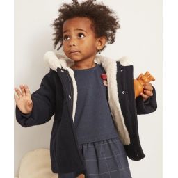 Duffle coat bébé fille bleu marine brillante en rembourrage recyclé –  – Soldes