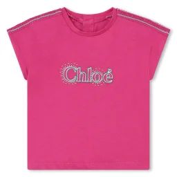 T-shirt avec imprimé et smocks Fille Rose