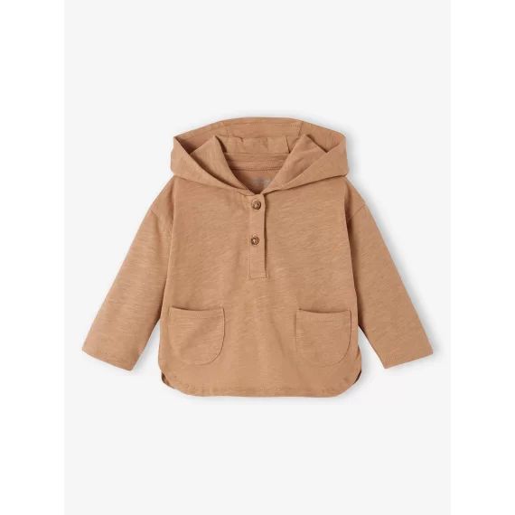 T-shirt à capuche bébé en jersey flammé cappuccino