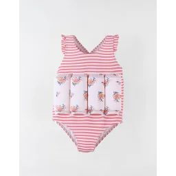 Maillot Bouée Rayé À Imprimés Fleuris Rose