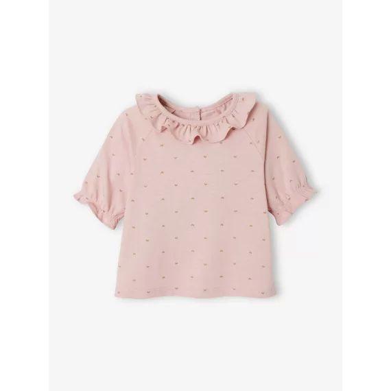 T-shirt à collerette bébé rose imprimé