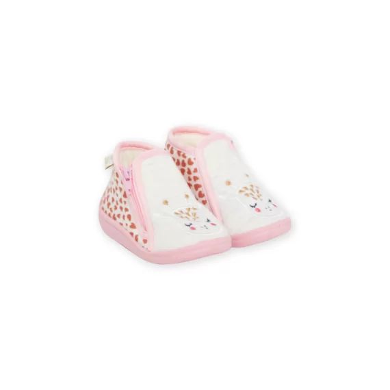 Bottillons Beiges Et Roses À Motifs Girafes Bébé Fille