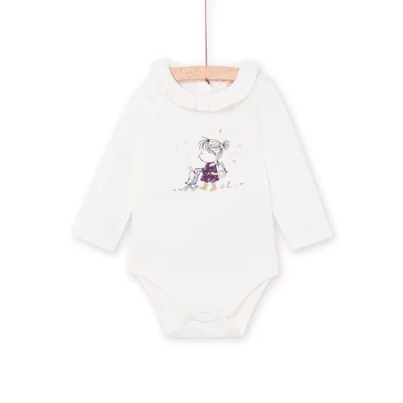 Body Uni Blanc À Motif Fillette – Ecru
