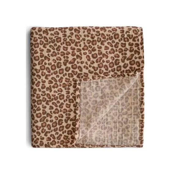 Maxi lange en coton bio Leopard (120 x 120 cm)