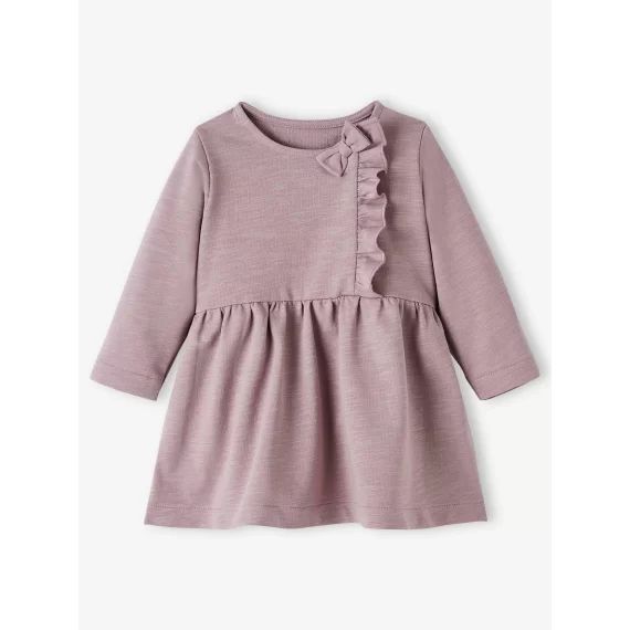 Robe en molleton flammé bébé parme grisé