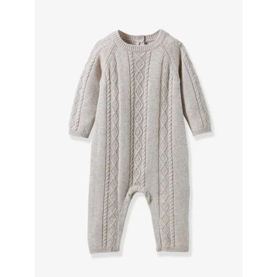 Combinaison En Tricot Bébé Cyrillus Beige Chiné