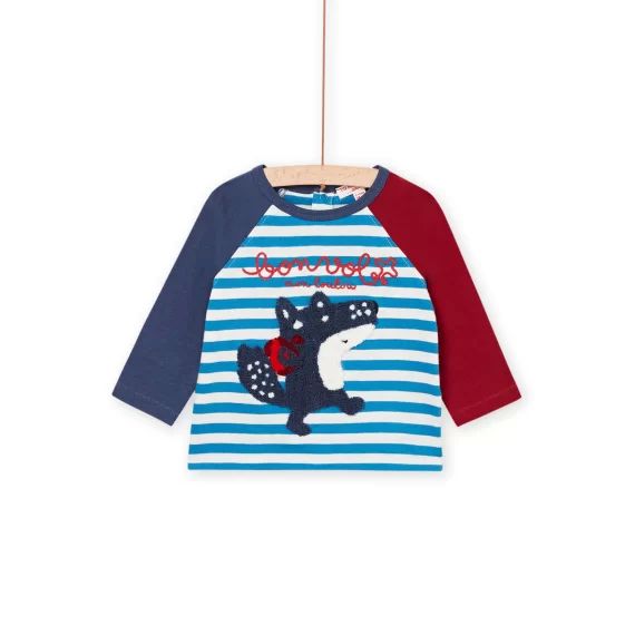 T-shirt Avec Animation Loup Multi-techniques – Bleu