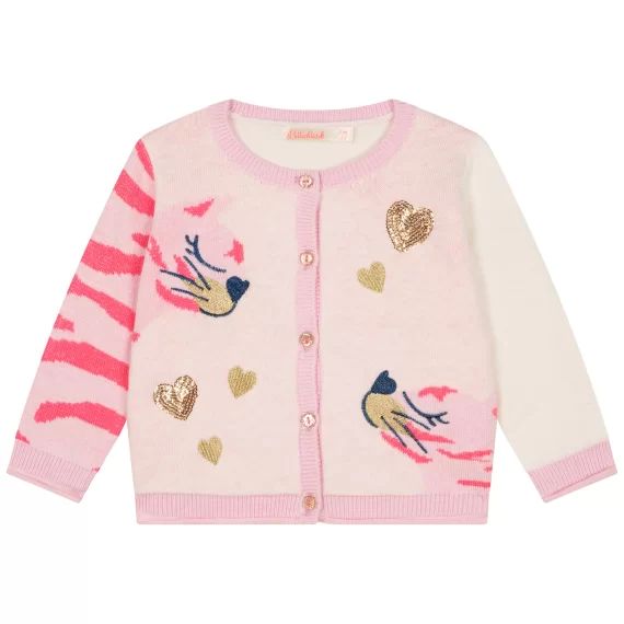Cardigan en tricot jacquard Fille Beige