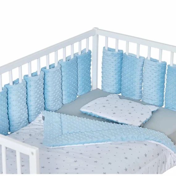 Tour De Lit Modulable 10 Pièces Extra Doux Minky Bleu