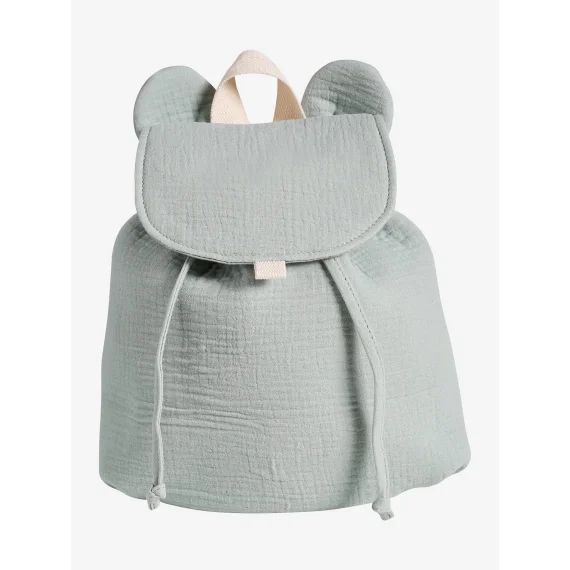 Sac à dos maternelle personnalisable en gaze de coton animation oreilles vert sauge