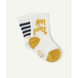 Lot de 2 paires de chaussettes bébé garçon blanches à côtes –  – Soldes