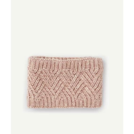 Snood maille bébé fille rose et sherpa