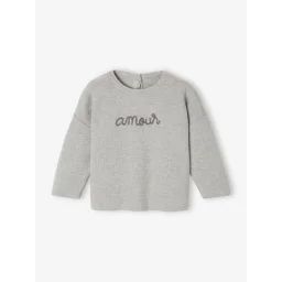 Pull bébé tout doux Amour gris chiné