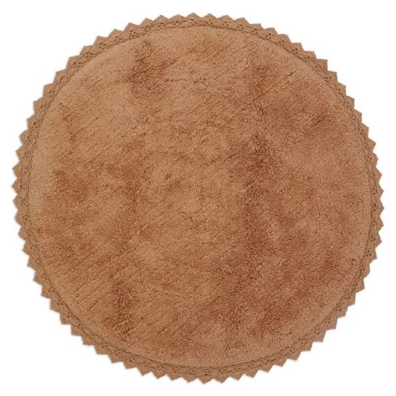 Tapis Rond Coton Lavable Finition Crochet Perla Toffee