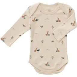 Body manches longues en coton bio Rabbit sandshell (naissance : 50 cm)