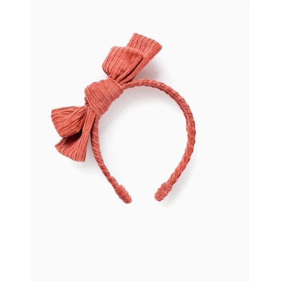 Bandeau Avec Nœud En Velours Côtelé Orange