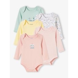 Lot de 5 bodies manches longues bébé emmanchure US lot rose grisé