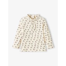 T-shirt côtelé bébé col roulé écru